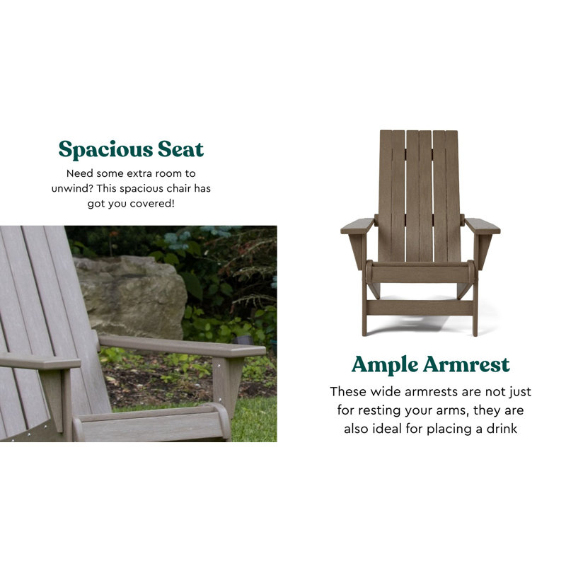 Weatherwood Plastic Adirondack Armchair for Outdoor Use