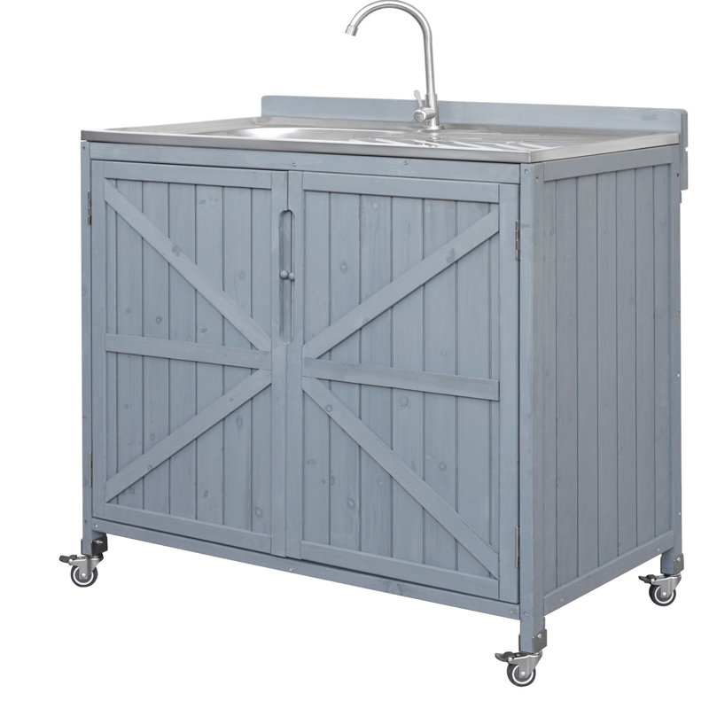 August Grove 39.4" Outdoor Kitchen Island With Sink - Wayfair Canada