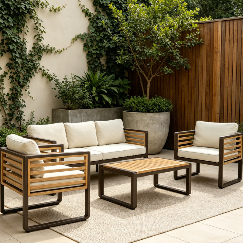 5-Person Outdoor Conversation Set With Weather-Resistant Cushion