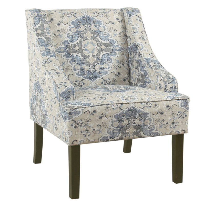 Adona Accent Chair, Blue/Cream 100% Cotton