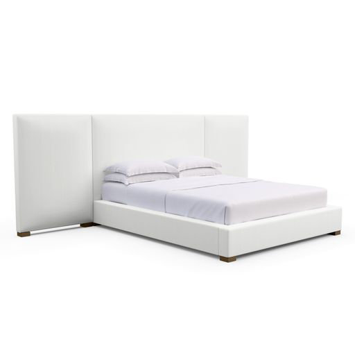 Upholstered Bed, Vintage Leather Blanc, King, Weathered