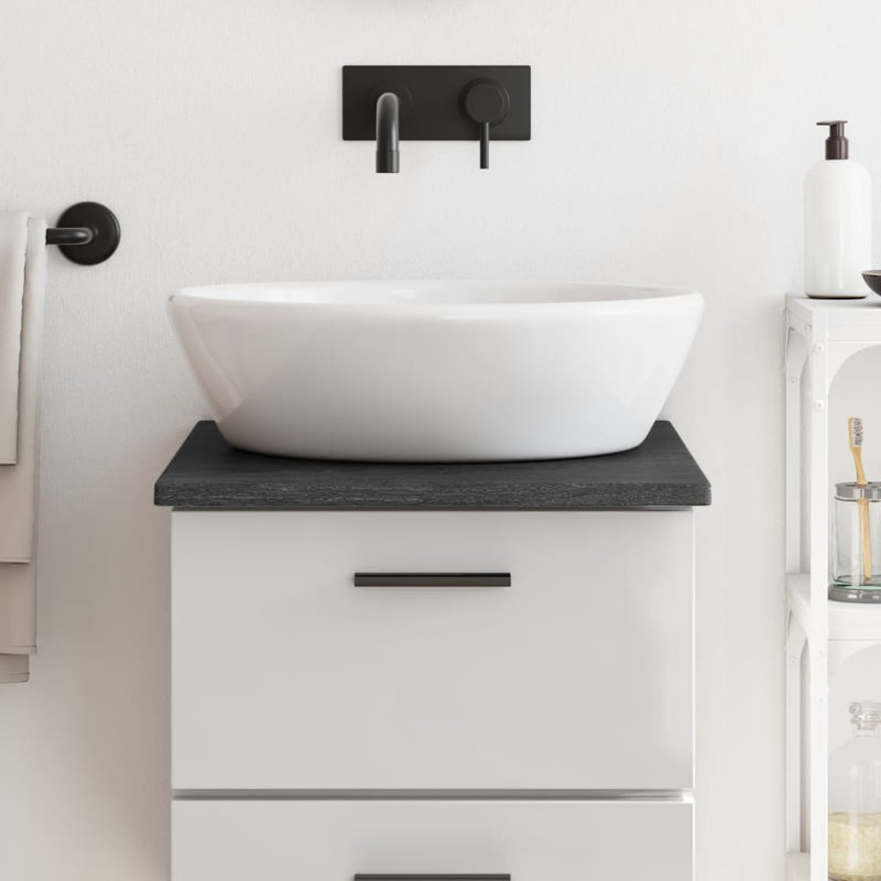 Bachar 50cm Solid Wood Single Bathroom Vanity Top, Dark Brown