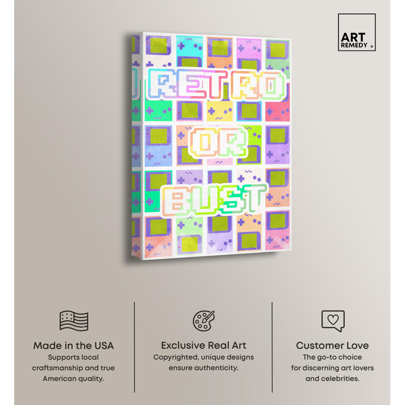 Retro Pastel Gamer Art Canvas Print, 24" x 16"