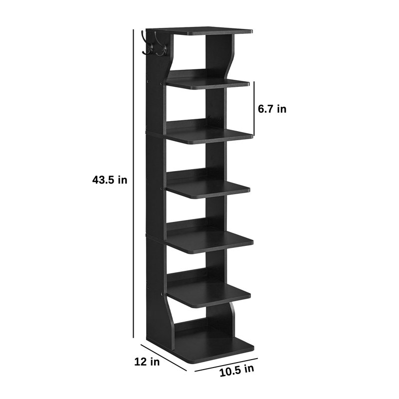 7 Pair Shoe Rack, Black