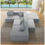 Canapé modulaire convertible en tissu de microfibre gris-12094303-12094242