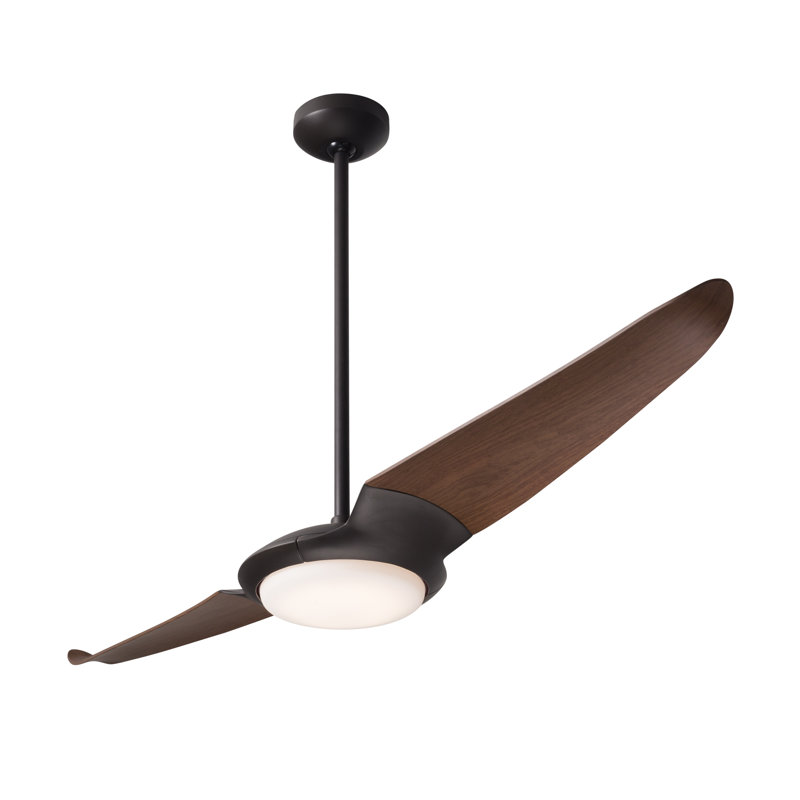 IC Air 56'' Ceiling Fan with LED Lights, Dark Bronze, Wall Control, Mahogany