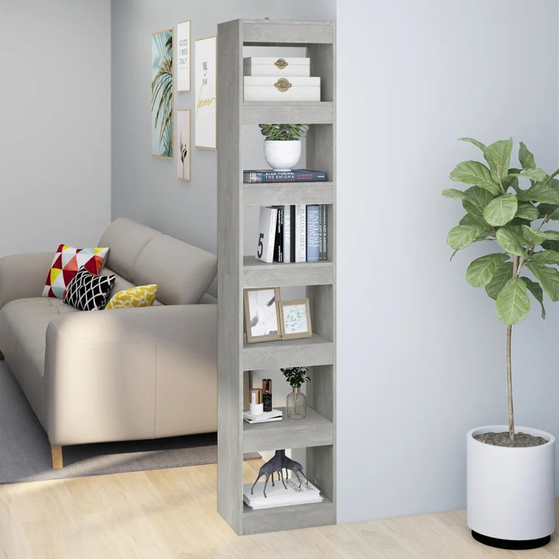 Garneta Bookcase, (4 Shelves) 198cmH x 40cmW x 30cmD, Concrete Grey