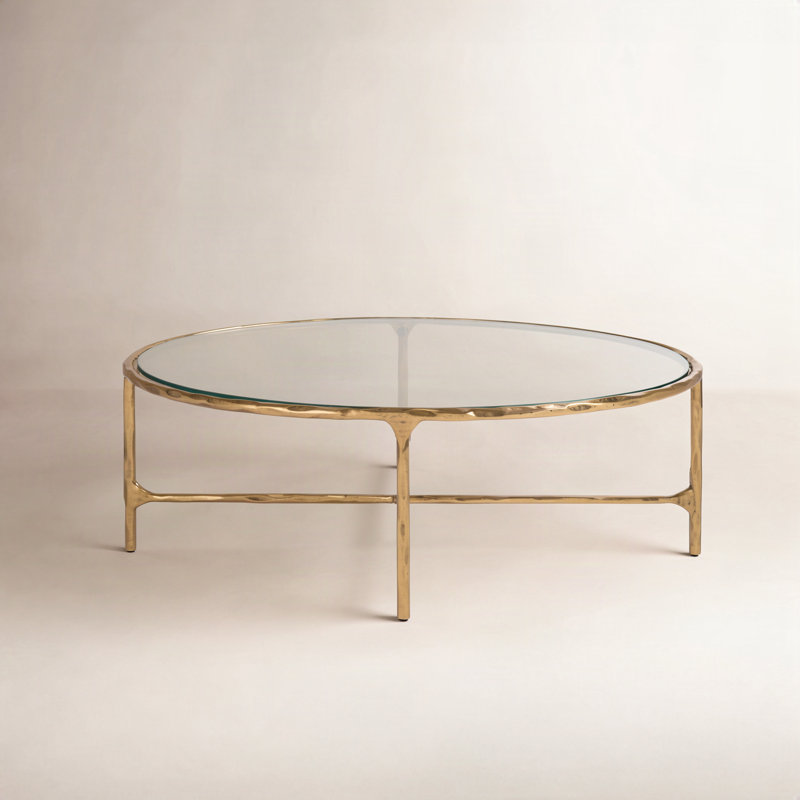 Evelynn Glass Top Coffee Table, Brass, Clear