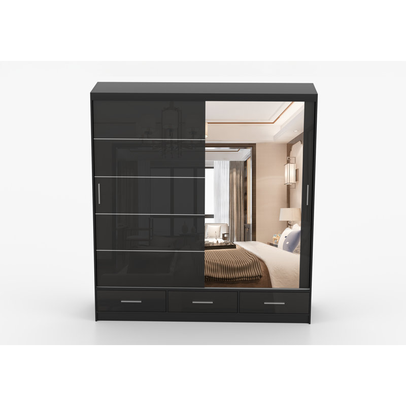 Charlesa Manufactured Wood Wardrobe, Black