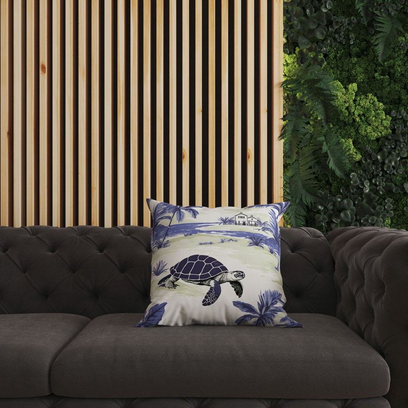 Indoor / Outdoor Square Cushion, Dark Blue/Green, 41cm H x 41cm W