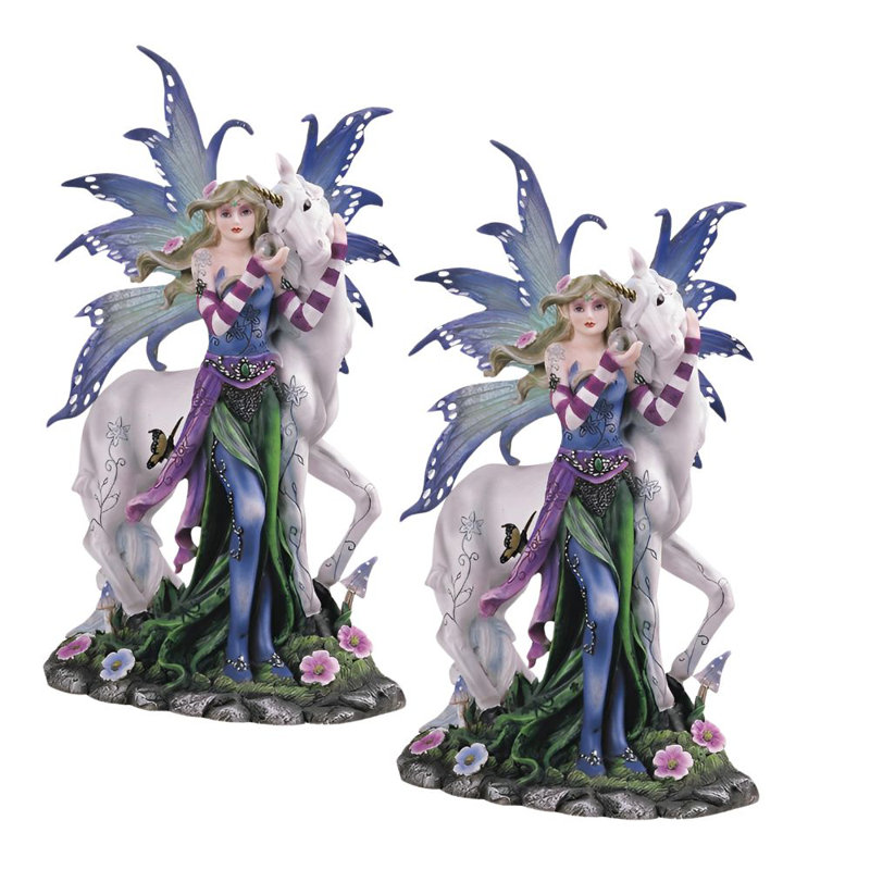 "Ensemble de 2 pièces" ICE ARMOUR 10 "fée printanière bleue et mauve avec figurine de licorne