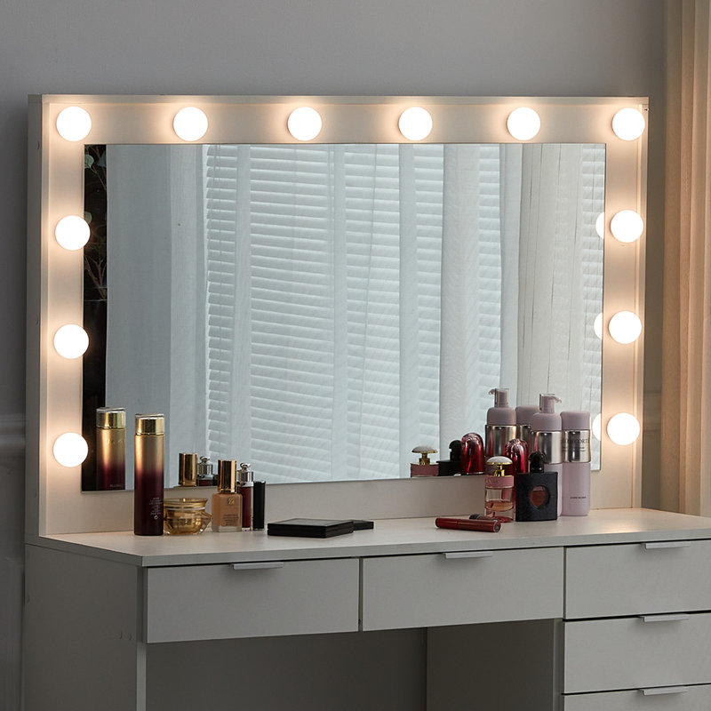 Meinrad Dressing Table with Mirror, White
