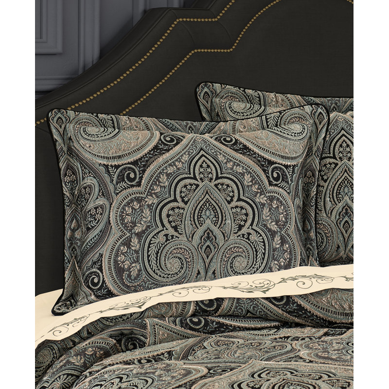 Queen Black and Teal Reversible Comforter Set