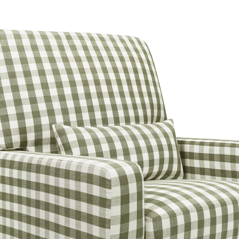 Crawford Pillowback Comfort Swivel Glider, Green Gingham