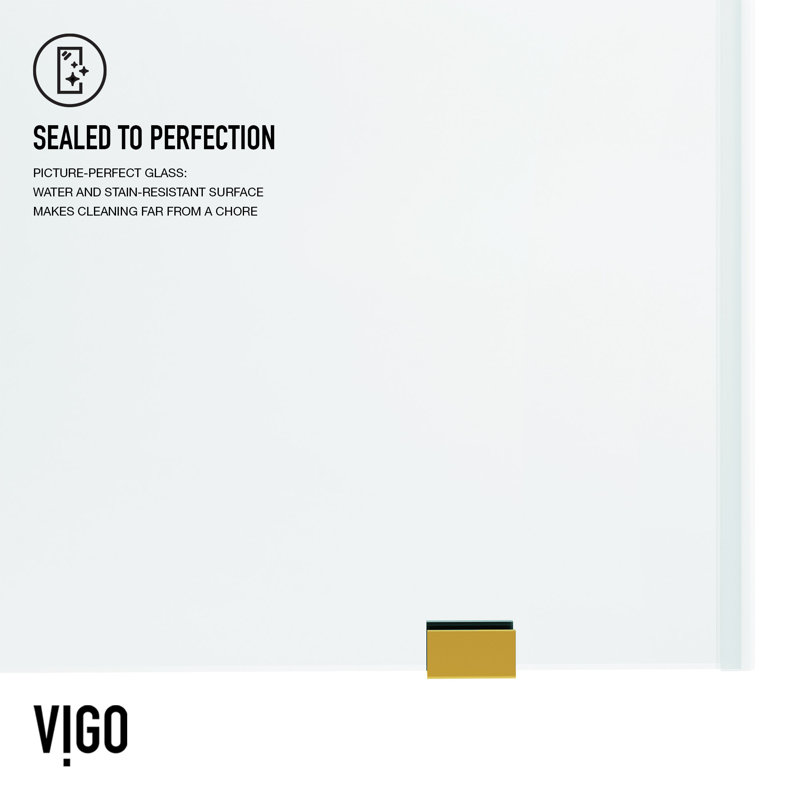 Elan 56-60" W x 76" H Sliding Frameless Shower Door with 3/8" Clear Glass, Matte Brushed Gold