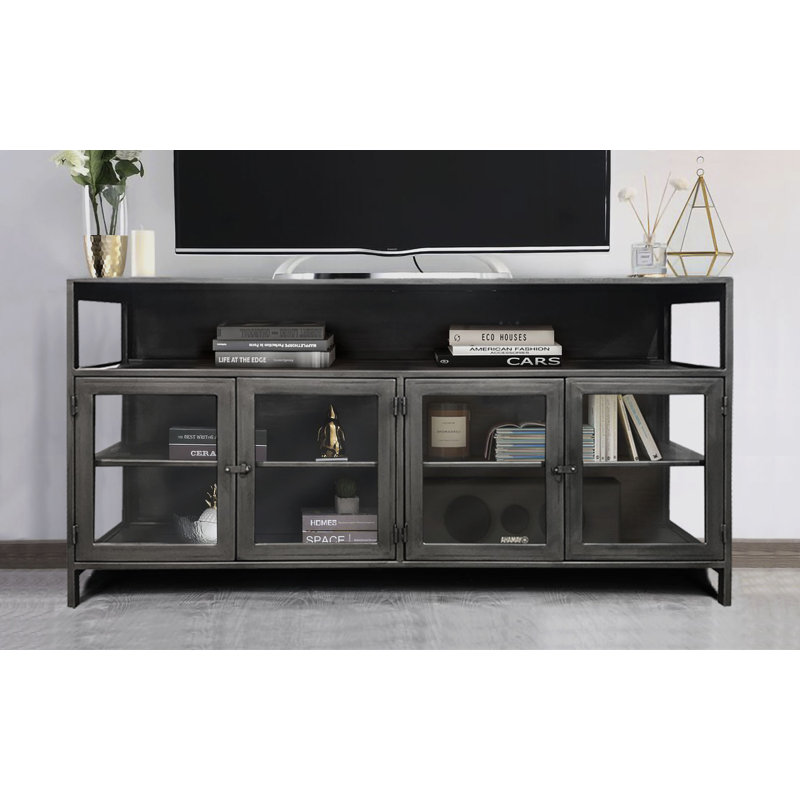 Media Console with Glass Doors, 67x16x35