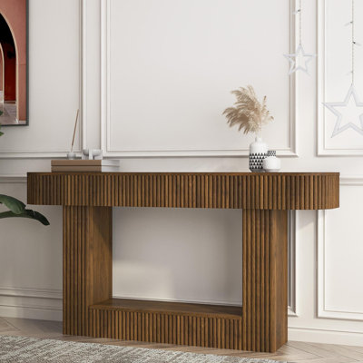 62.9-Inch Long, Console table, wooden rectangular sofa table behind the sofa, farmhouse entryway table, corridor, living room.Narrow Hallway AccentTable for Living Room, Foyer, Entrance.