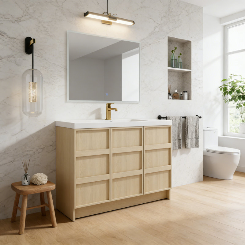 Meuble-lavabo autoportant avec lavabo en résine
