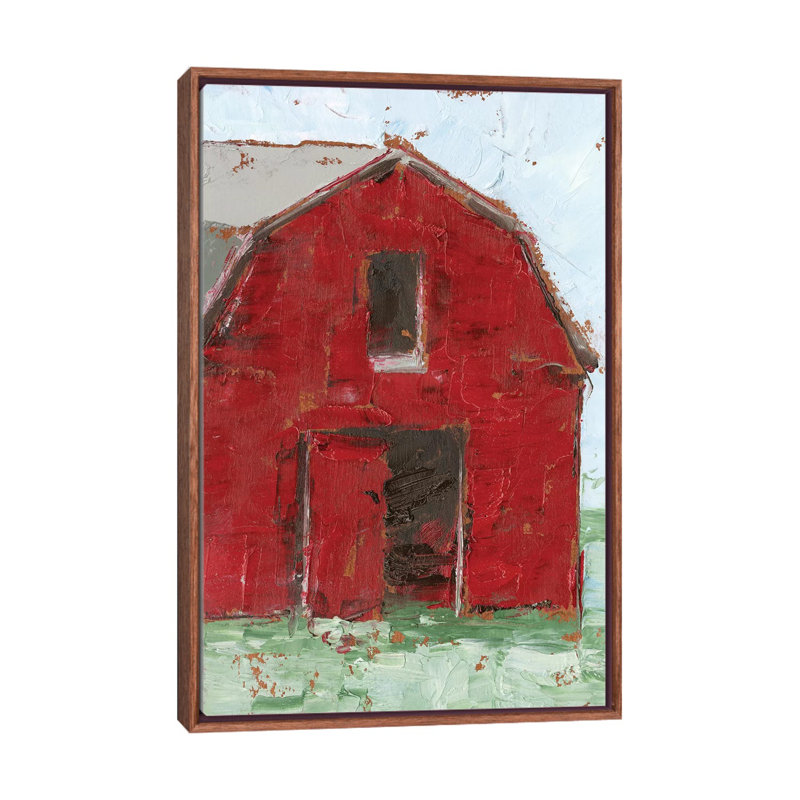 « Big Red Barn I » par Ethan Harper, reproduction d’art, Toile avec cadre en bois classique, H 48 po x l 32 po x P 1,5 po