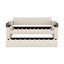 Lit de jour simple rembourré avec accoudoirs de rangement, gigogne et design USB, beige