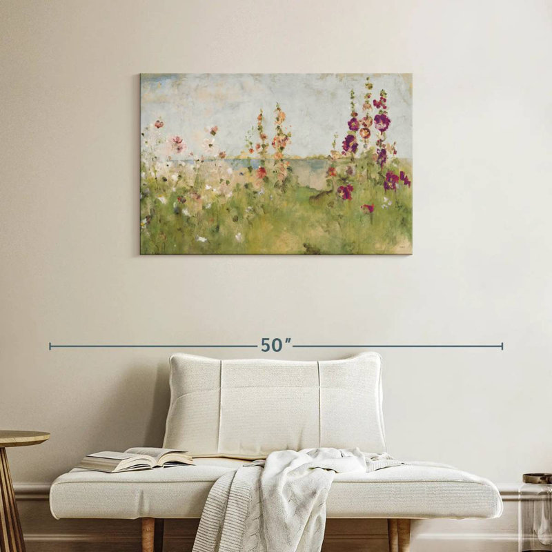 Alvord Hollyhocks By The Sea, H 24 po x l 36 po