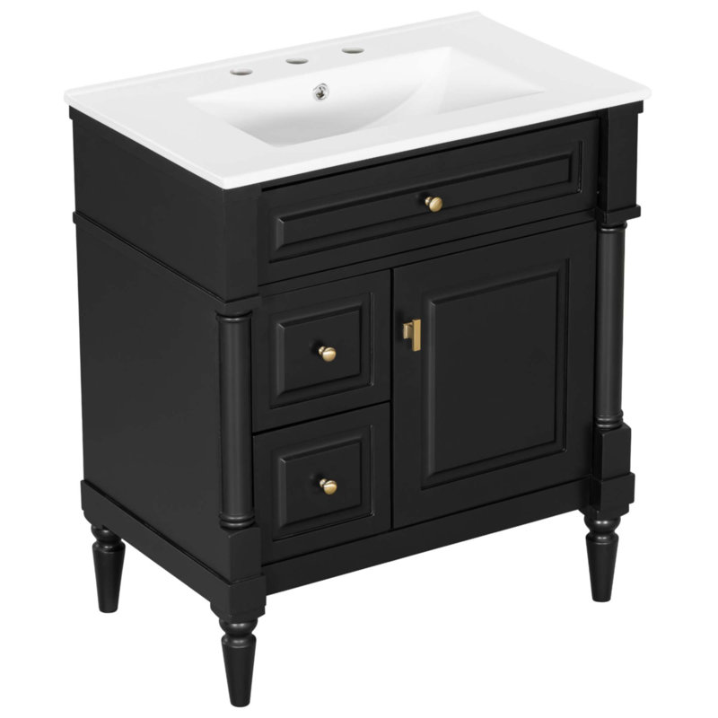 Meuble-lavabo 30 po avec lavabo, Noir