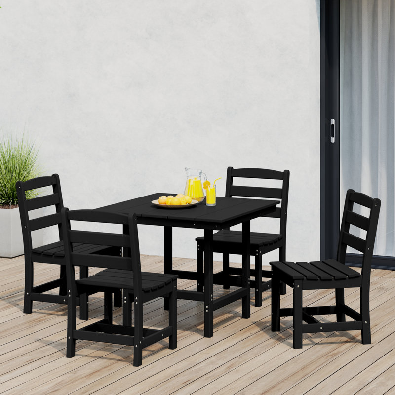 5-Piece Side Chair Dining Set, Black