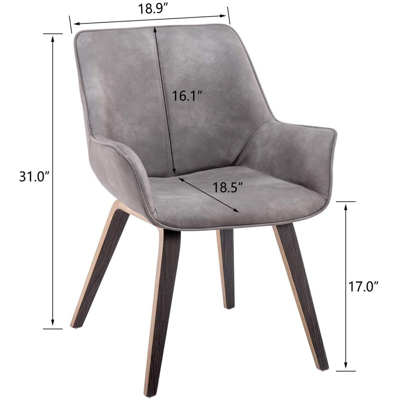 Chaise avec accoudoirs rembourrée Abubaker, Chêne noir, Ashen, 2