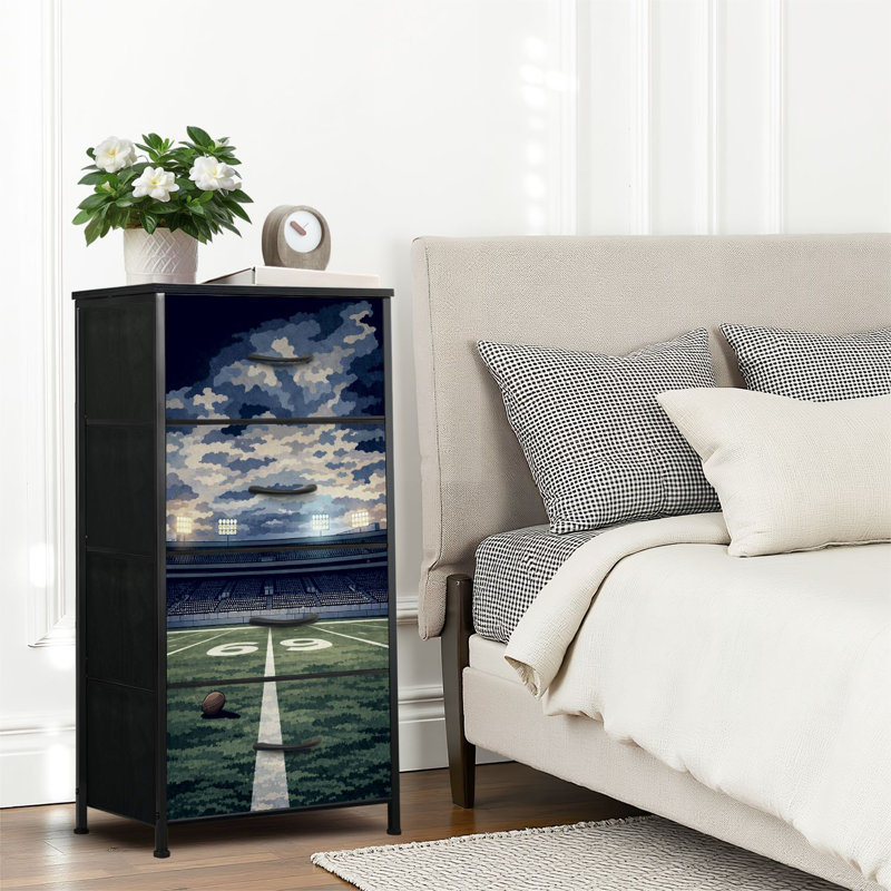 4 Drawer Dresser for Bedroom, Narrow Chest of Drawers, Wooden Top and Study Iron Frame 18"x37.5"-(WxH)