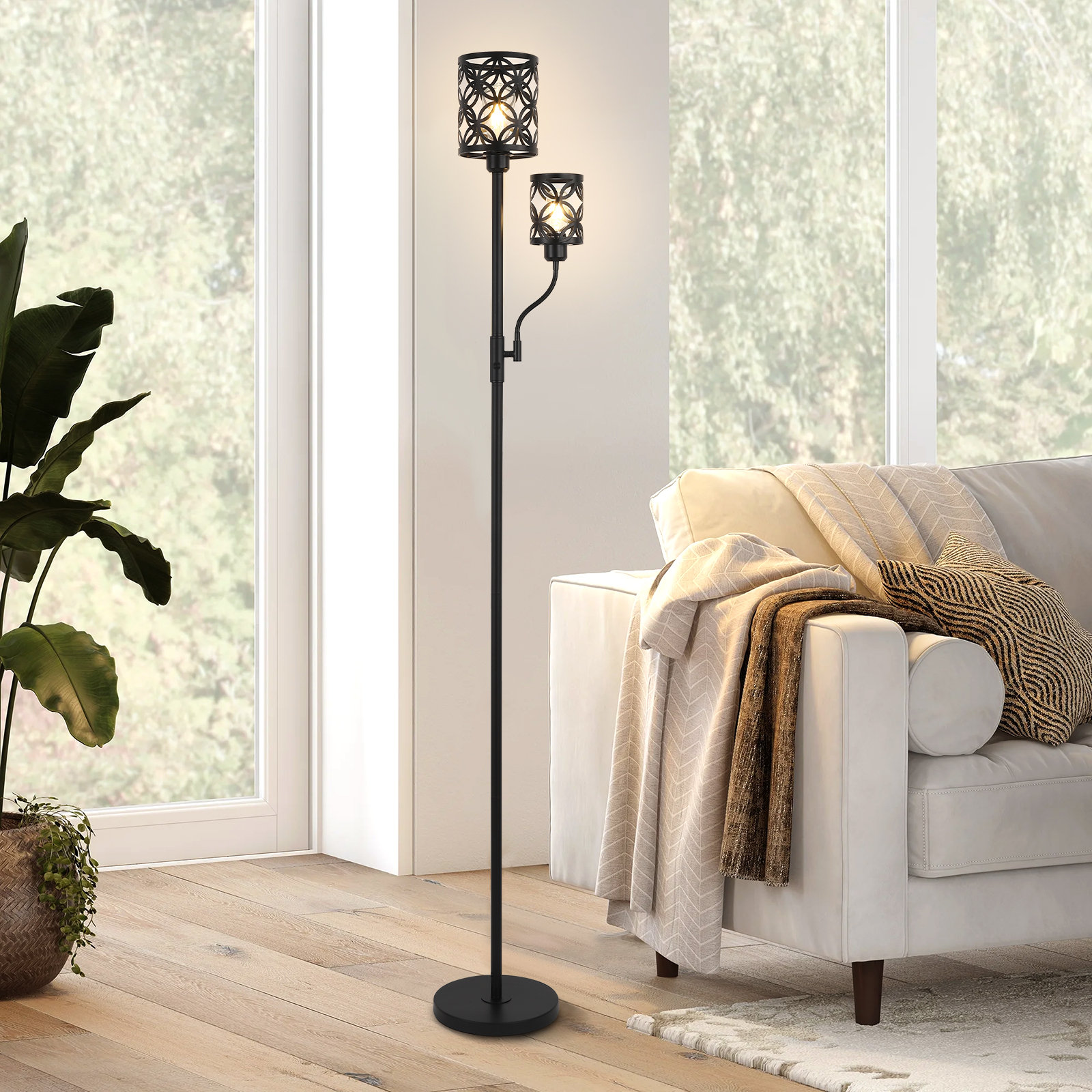 Black rustic store floor lamp