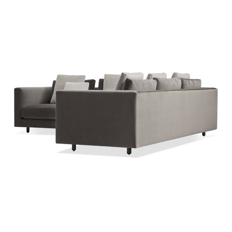 Hands Down Sectional, Camel Velvet/Sanford Navy, Left Hand Facing, Tofte Navy Polyester Blend