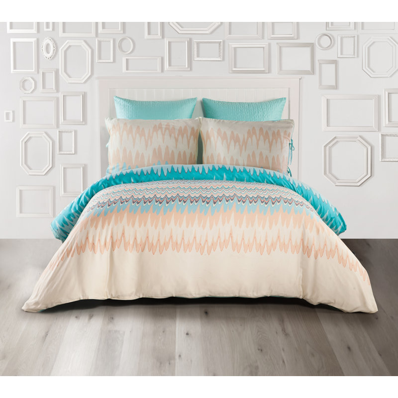 Ensemble de housse de couette réversible Ginny, Housse de couette double / grand + 2 taies d'oreil