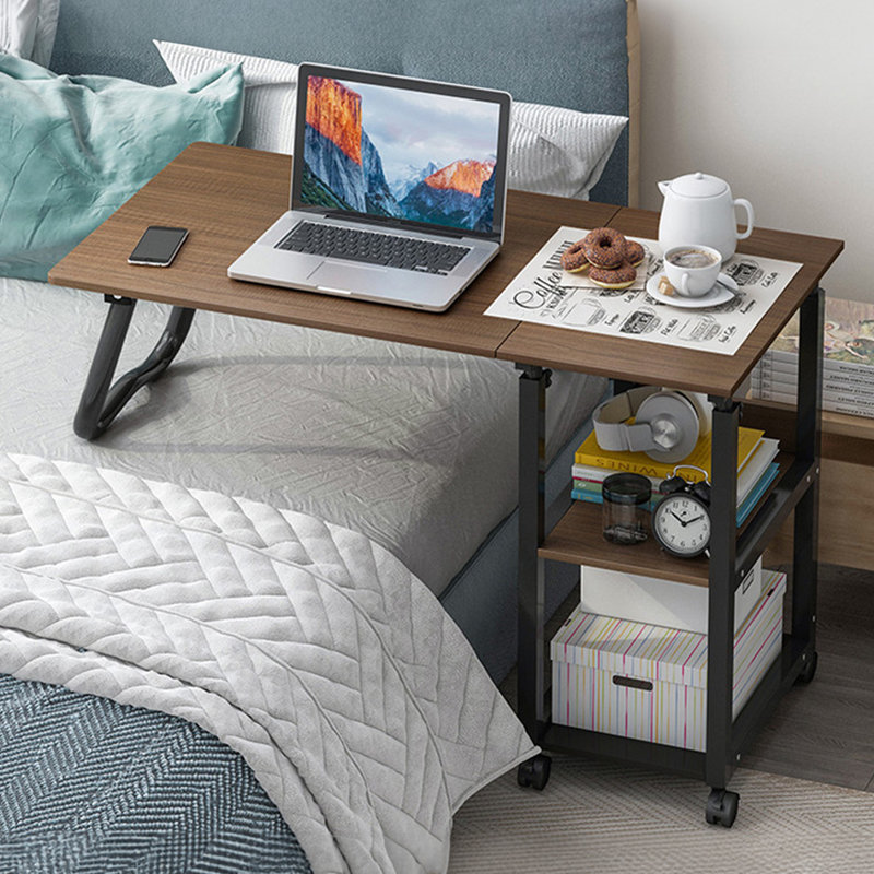 Adjustable Height and Foldable Iron Computer Desk, Black, Black