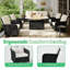 Ensemble de conversation de patio extérieur en osier 8 pièces avec des chaises pivotantes et des poufs-146366371-146366380