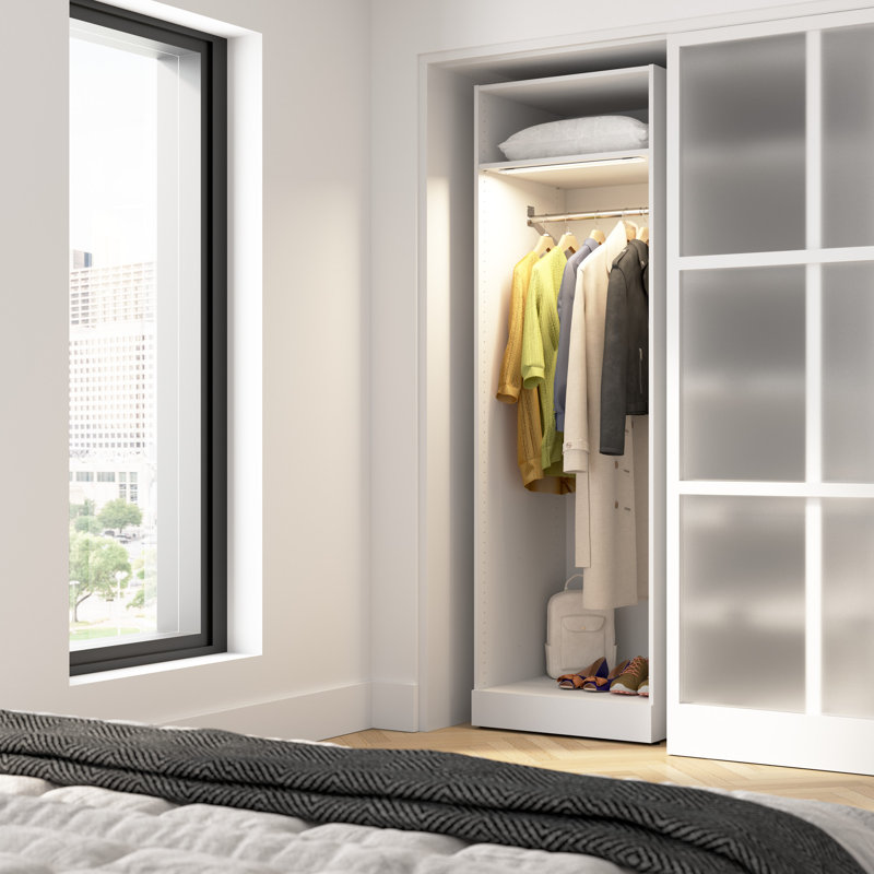 Florence 25W X 25D Modular Hanging Closet System Tower With LED Light And Shelf