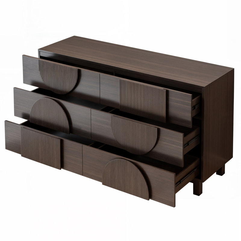 Commode double 6 tiroirs, Marron foncé