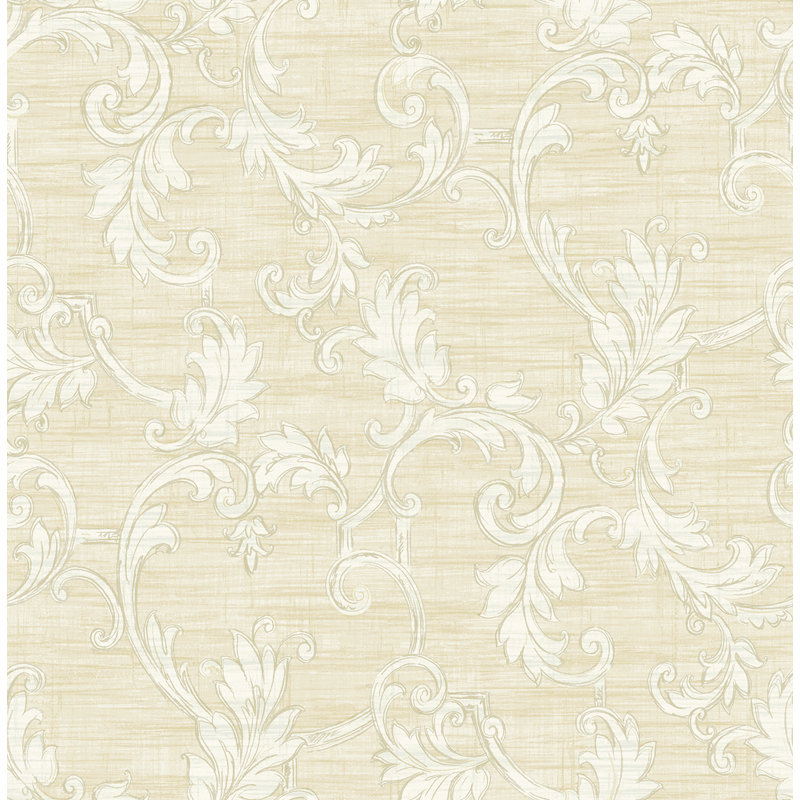 Papier peint à feuilles parchemin Sealiner parchemin métallique Darlene, Beige