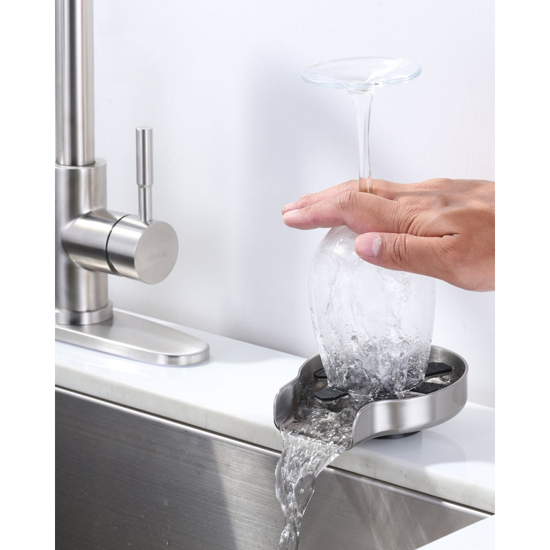 Laveur de bouteilles en verre pour lavabo, Nickel brossé