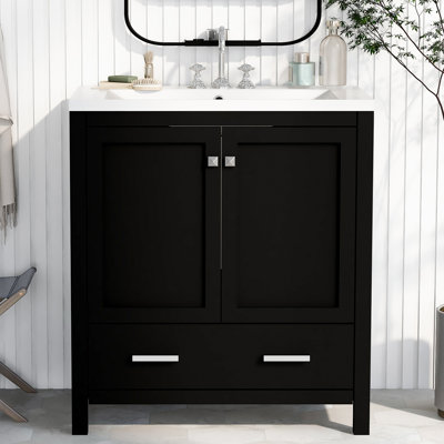 Huckeba 30'' Free Standing Single Bathroom Vanity with Ceramic Top -  Winston Porter, D566F95AF5C84ECE82391DDF13CEECB4