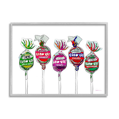 Stupell Industries Modern Lollipop Candy Framed Giclee Art Design By Amelia Noyes