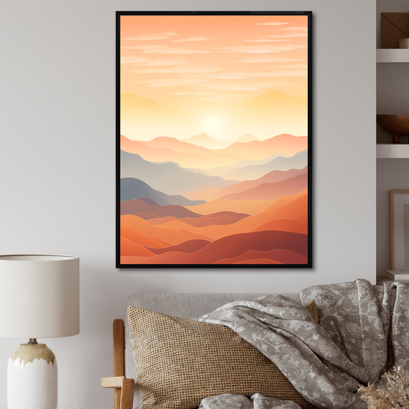 «Bold Sunset Mountain Horizon II», reproduction sur toile, Cadre flottant noir, H 32 po x l 24 po