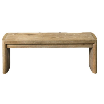 Banc de salle à manger de salle à manger 1 pièce avec design contemporain, coins arrondis doux, finition chêne, utilisant du bois d'hévéa massif, du placage et du bois d'ingénierie, l 50,5 po x P 16 po H 18,5 po pour la pièce, style, bois d'hévéa