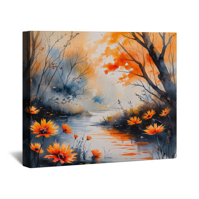 «Autumn River Scene», toile tendue avec châssis