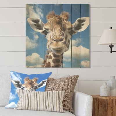 Majestic Giraffe Photo Portrait - Giraffe Animal On Wood Print