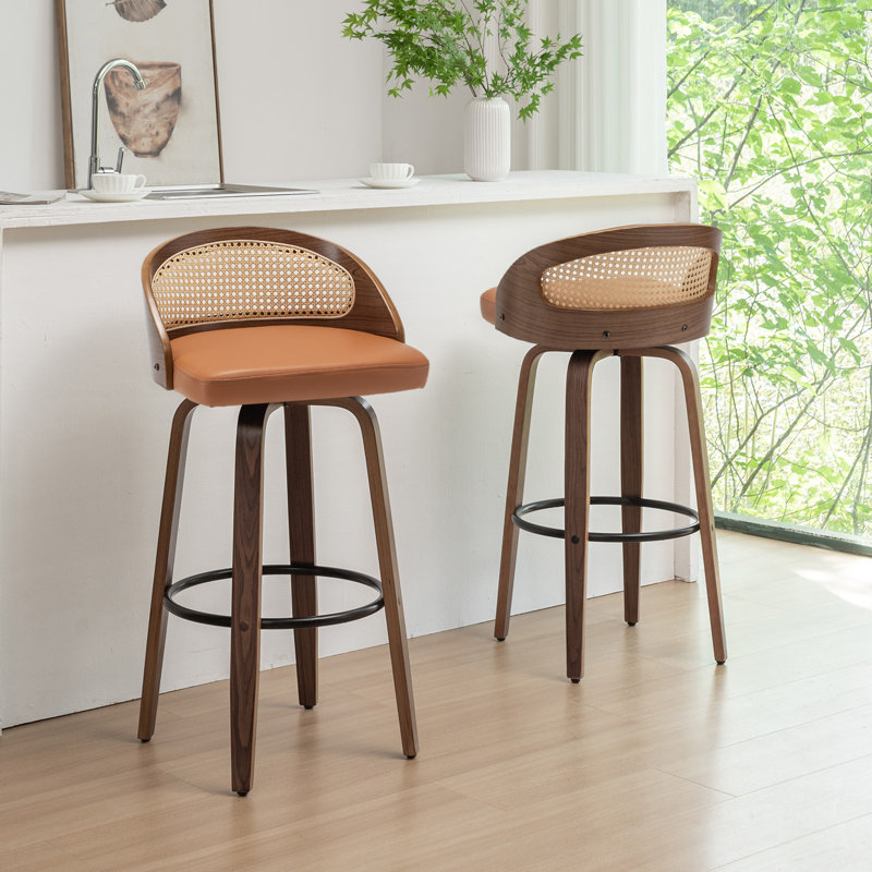 Leeana Swivel Bar Stool, Bar Stool (76.2cm Seat Height), Orange