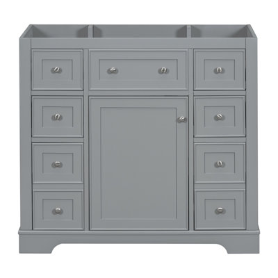 36" Bathroom Vanity without Sink, Cabinet Base Only, One Cabinet and Six Drawers