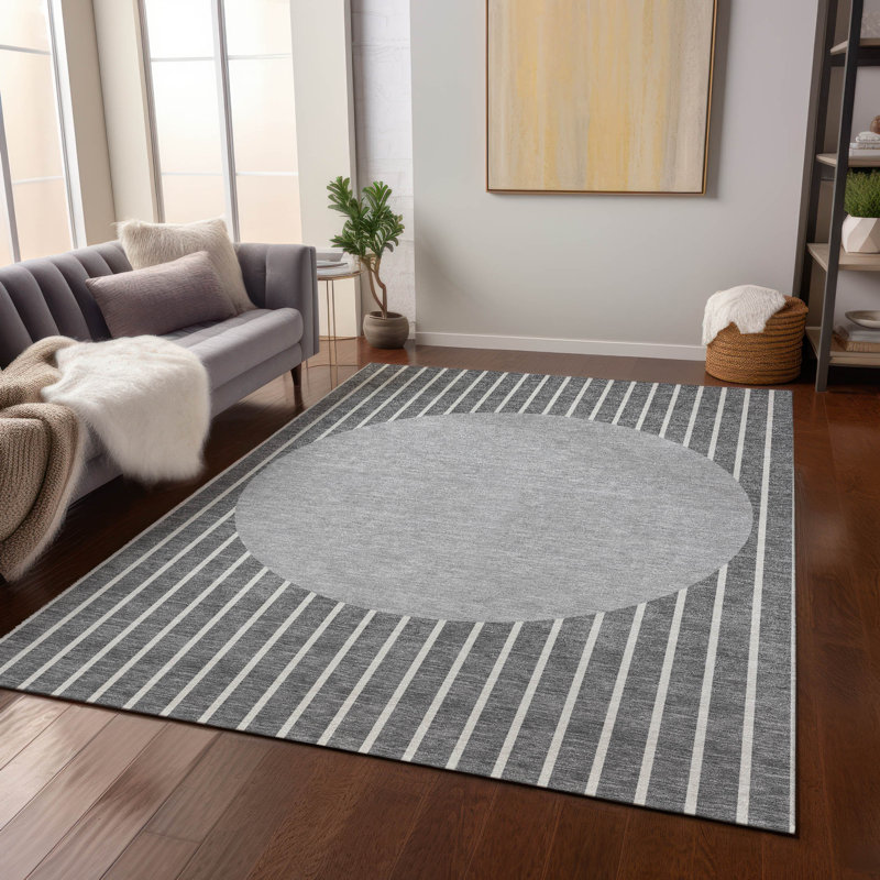 Ember Gray Washable Indoor-Outdoor Rug - , 3' x 5'