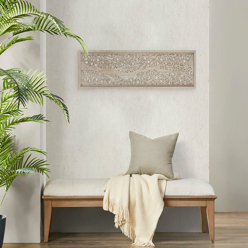 Laser Cut Tree Framed Panel Wall Decor, Natural