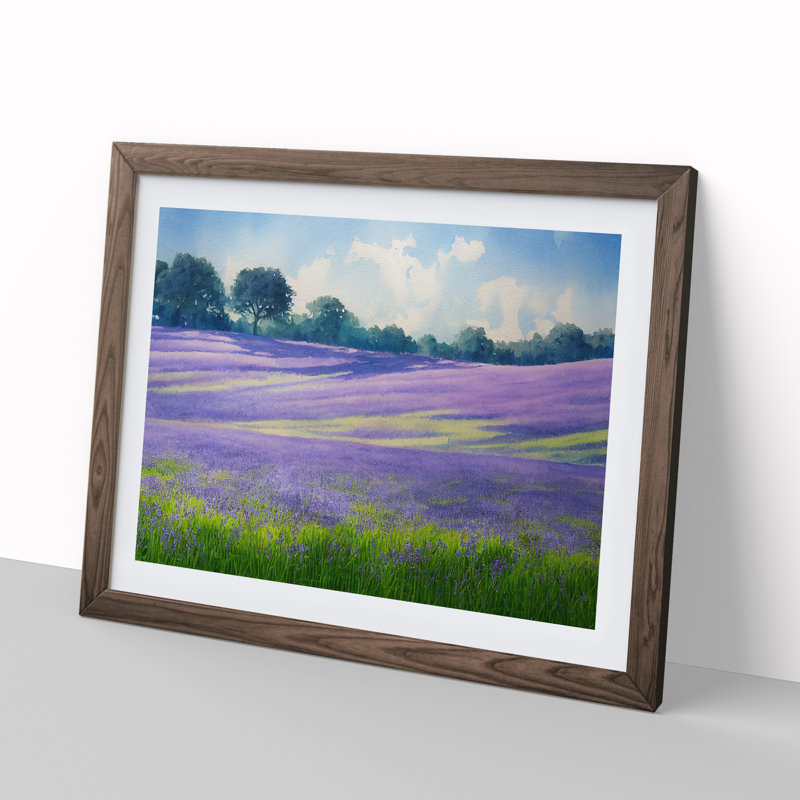 Serene Bluebell Field Vol.1 - Framed Print, 25cm H x 34cm W x 2cm D, Walnut