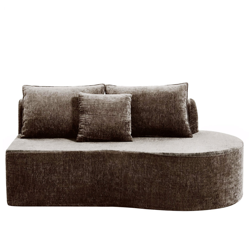 Canapé modulaire courbé pour salon, Light Brown Polyester